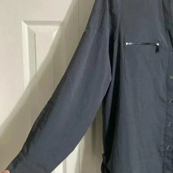 Calvin Klein gray button down blouse top shirt size XL - Picture 8 of 15